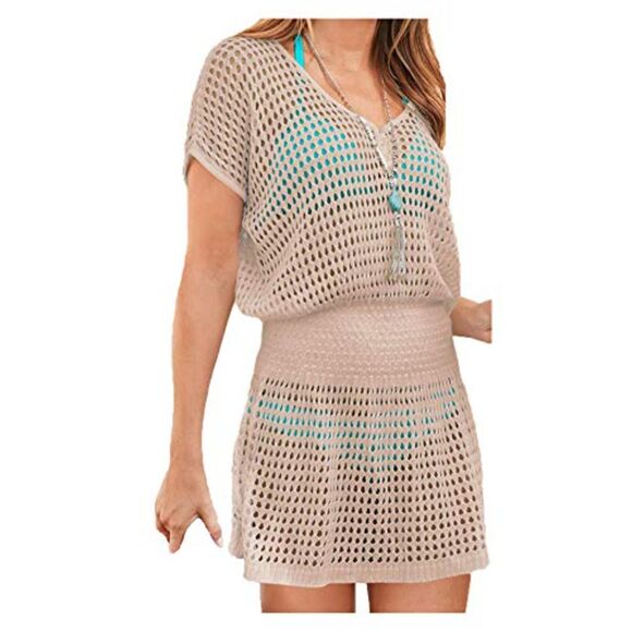 Wander Ago Beach Knit Bikini Cover-Ups Nets Short Skirt Sz OS - Picture 1 of 6